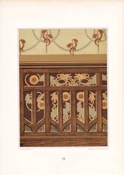 Art Nouveau Wood Paneling with Floral Inlays