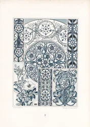 Blue and White Wild Rose Motifs and Ornamental Structures