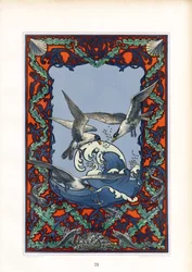 Decorative Marine Panel with Seagulls and Waves