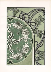 Insect Motifs in Green Ornamental Composition