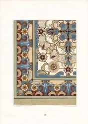 MultiColoured Carpet Pattern with Stylized Flowers