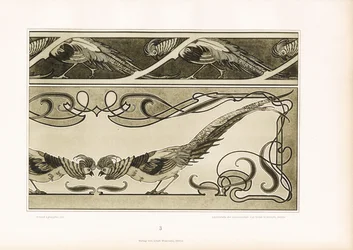 Ornamental Borders with Stylized Pheasants and Linear Ornaments