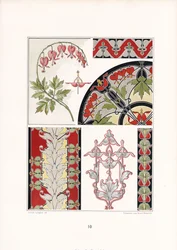 Ornamental Studies with Bleeding Hearts and Stylized Leaf Motifs