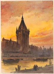 Sunset Over Tower and River