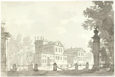 Palace in Enclosed Park, with a Grille Gate on the Right