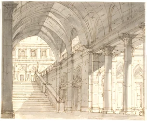 Vestibule with Staircase and Columns