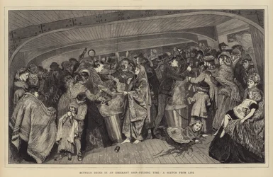 Between Decks in an Emigrant Ship, Feeding Time