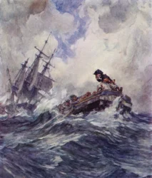 Lieutenant Nelson boarding a prize in a gale