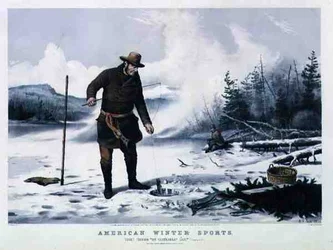 American Winter Sports: Trout Fishing on Chateaugay Lake, Published by Currier & Ives