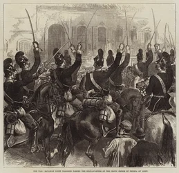 The War, Bavarian Light Dragoons passing the Head-Quarters of the Crown Prince of Prussia at Ligny