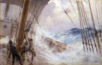 Maneuvers to Lower the Sail from the Main Mast in the Storm