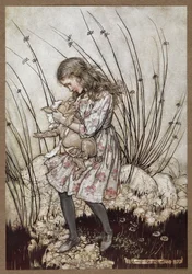 Alice and the pig dressed as a baby