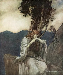 Brunnhilde Kisses the Ring that Siegfried has Left with Her