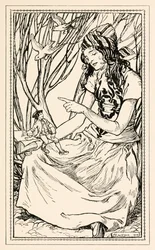 Glumdalclitch teaches Gulliver to read, from Part II: A Voyage to Brobdingnag in Gulliver
