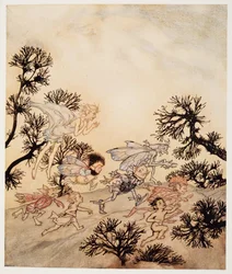 Go charge my goblins that they grind their joints with dry convulsions, illustration from William Shakespeare