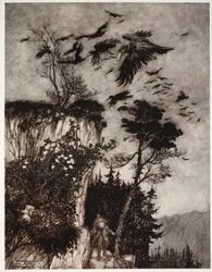 He was only answered by a flock of idle crows, from Rip Van Winkle by Washington Irving