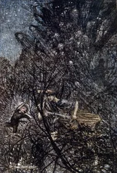 Illustration by Arthur Rackham for The Dream of a Summer Night by William Shakespeare