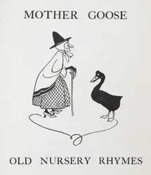 Mother Goose. Old lady with goose