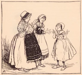 Now I know why that stuck-up thing there does not eat. Illustration by Arthur Rackham from Grimm