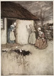 The good wives of the village never failed, in their evening gossipings to lay all the blame on Dame Van Winkle, from Rip Van Winkle by Washington Irving