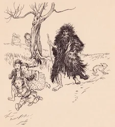 Whoever Saw Him, Ran Away (Illustration by Arthur Rackham from Grimm