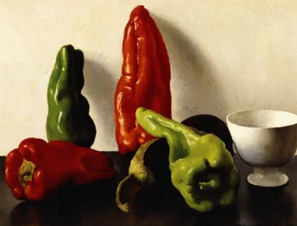 Still Life with Red and Green Peppers