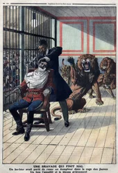 A bravado that ends badly: a barber who bet to shave a tamer in the cage of the beasts