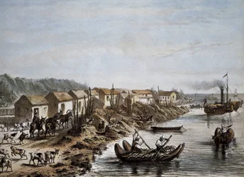 Chile (1854). Port of Huasco. Lithography.