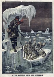 Drift on an iceberg: English doctor Wilfrid Grenfell was drifted on an iceberg and had to kill his hungry dogs so that they would not harm him