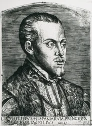 PHILIP II of Spain (1527-1598). King of Spain (1556-1598) and Portugal (1580-1598). Portrait of Philip still as prince.