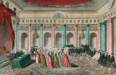 Patriotic gifts, 27 September 1789: the women of the most distinguished artists presented themselves at the National Assembly and placed on the desk a box filled with jewelry