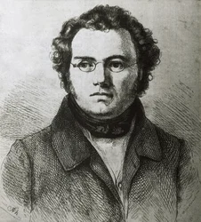 Franz Schubert. Austrian Romantic composer. Etching.
