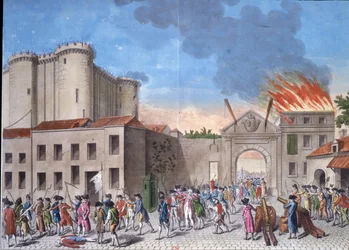 Storming of the Bastille by a crowd on 14 July 1789, in the French Revolution