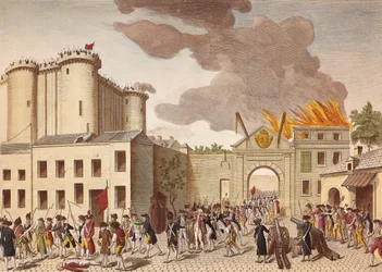 Storming of the Bastille by a crowd on 14 July 1789, in the French Revolution
