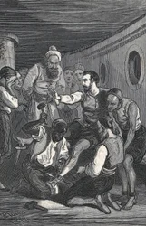 Trinidadians Fray Juan Gil and Fray Anton de la Bella Released Cervantes from Captivity in Algiers in 1580. Engraving
