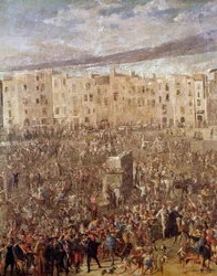 Marche square in Naples at the time of the revolution of Masaniello