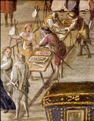 Place of the court of the Vicaria in Naples at the time of the revolution of Masaniello (detail)