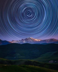 Star Trails Over Mountains