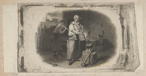 Banknote Vignette with a Blacksmith and Forge