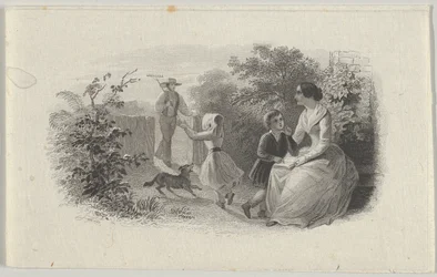 Banknote Vignette with a Family in a Garden, ca. 1824-37