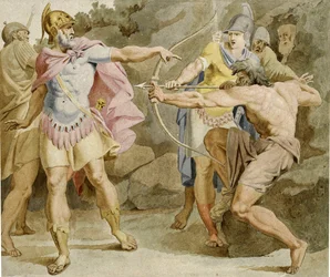 Philoctetes Aiming at Ulysses with the Bow of Hercules