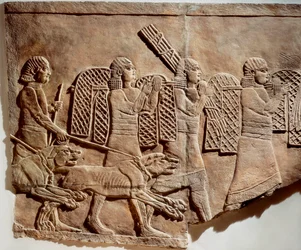 Scene of Ashurbanipal hunting, from the Royal Palaces of Nineveh, c. 645 BC