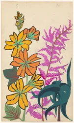 Design for Embroidery of Flower Branches and Leaves