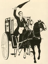 Seizing the Reins in One Hand, and Stirring Up the Horse with His Umbrella, 1928