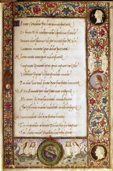Page from the manuscript of Il Canzoniere by Francesco Petrarca (1304-1374). Miniature by Attavante degli Attavanti (1452-1525), Biblioteca Nazionale, Florence