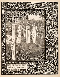 Merlin Taketh the Child Arthur into His Keeping, Illustration from 