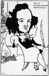 Portrait of Felix Mendelssohn-Bartholdy (1809-1847), Drawing by A. Beardsley