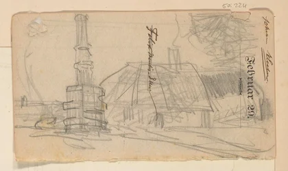 Village Scene by a Monument