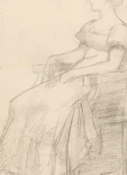 Portrait and a Woman Sitting on a Chair