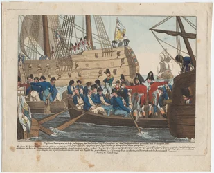 Napoleon Bonaparte as Prisoner of the English is Brought from the Bellerophon to Northumberland